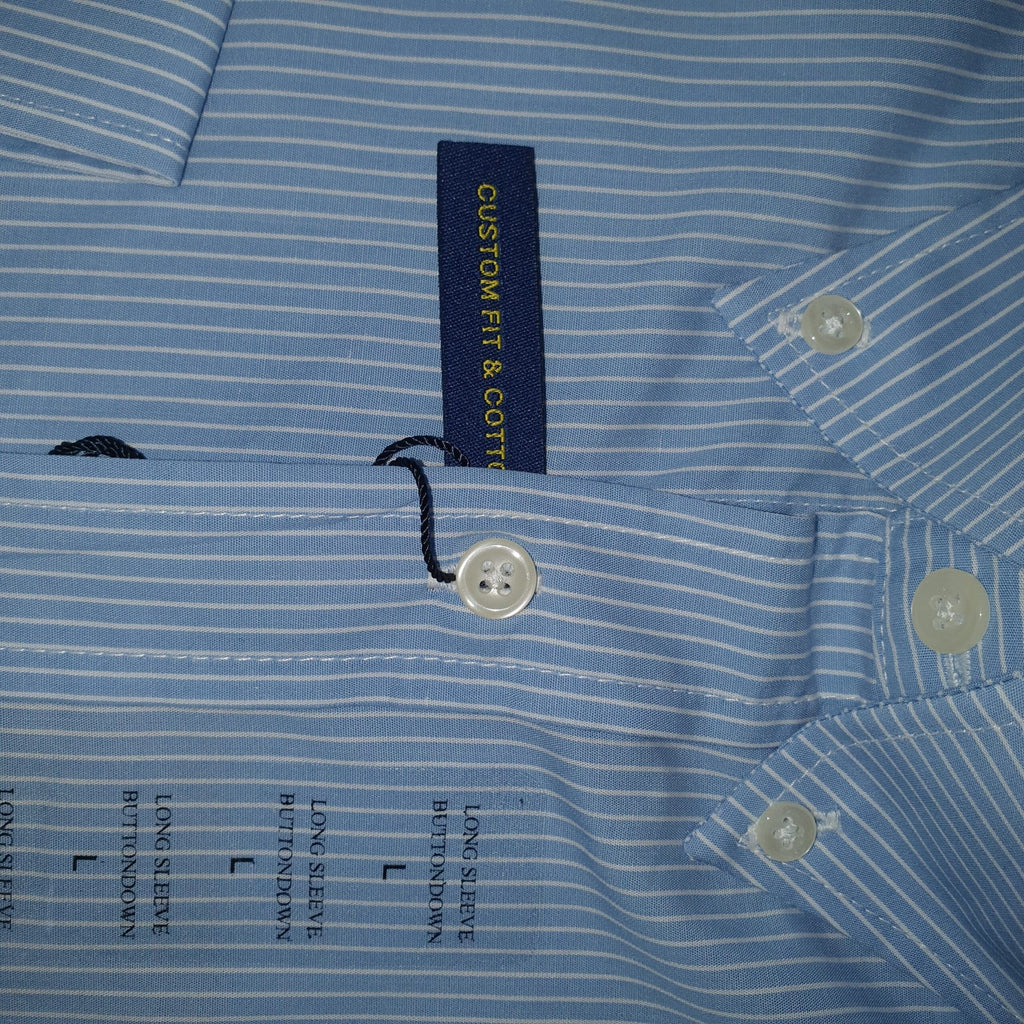 Camisa Ralph Lauren Masculina Azul Bebê Listras Minimalista Pony Rosa