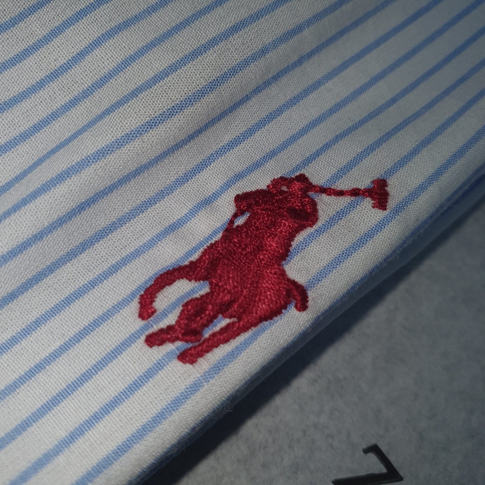 Camisa Ralph Lauren Masculina Branca Listras Executiva Pony Bordô