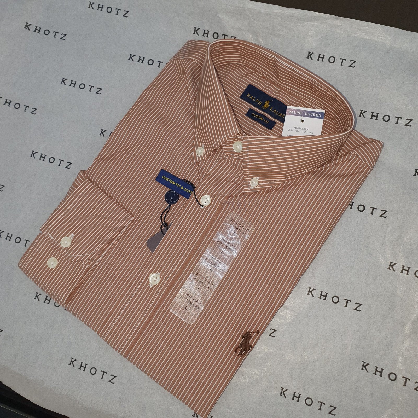Camisa Ralph Lauren Masculina Marrom Listras Minimalista Pony Chocolate