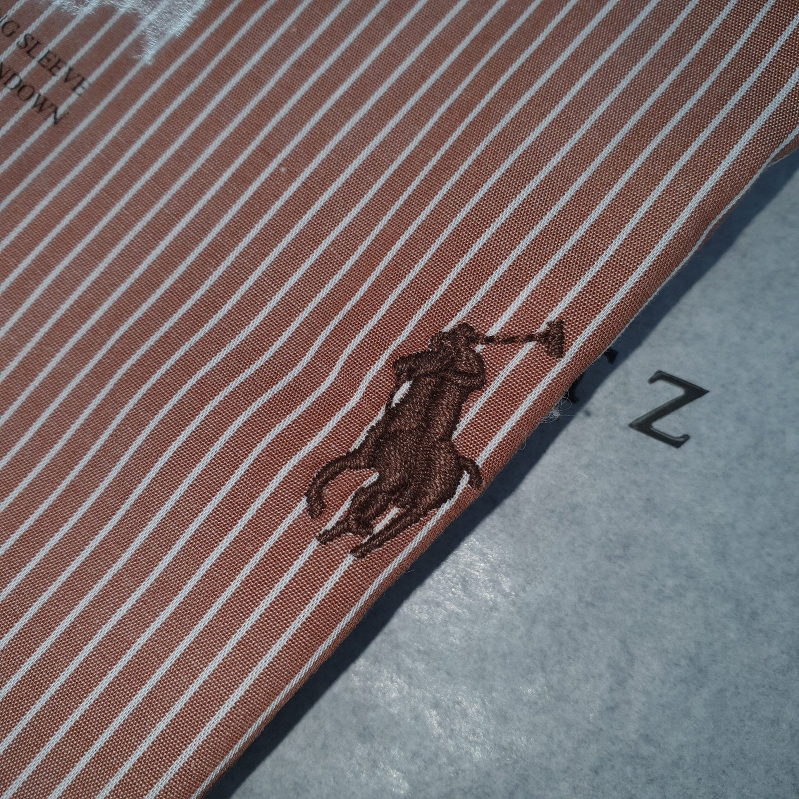 Camisa Ralph Lauren Masculina Marrom Listras Minimalista Pony Chocolate