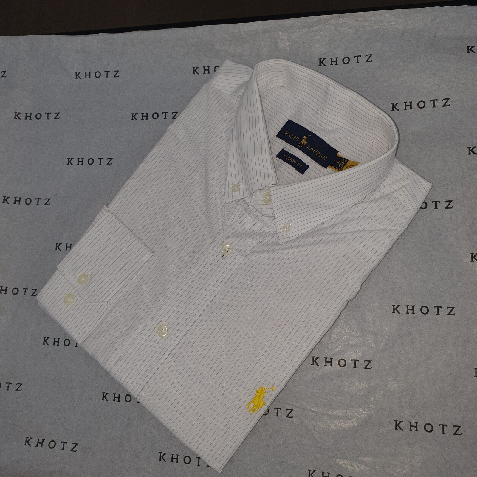 Camisa Ralph Lauren Masculina Branca Listras Executiva Pony Amarelo