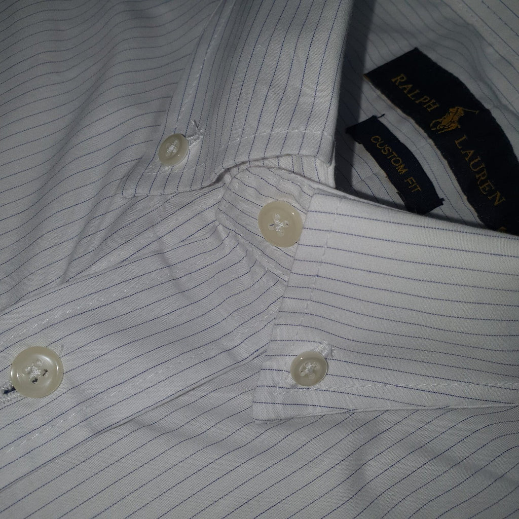 Camisa Ralph Lauren Masculina Branca Listras Executiva Pony Amarelo