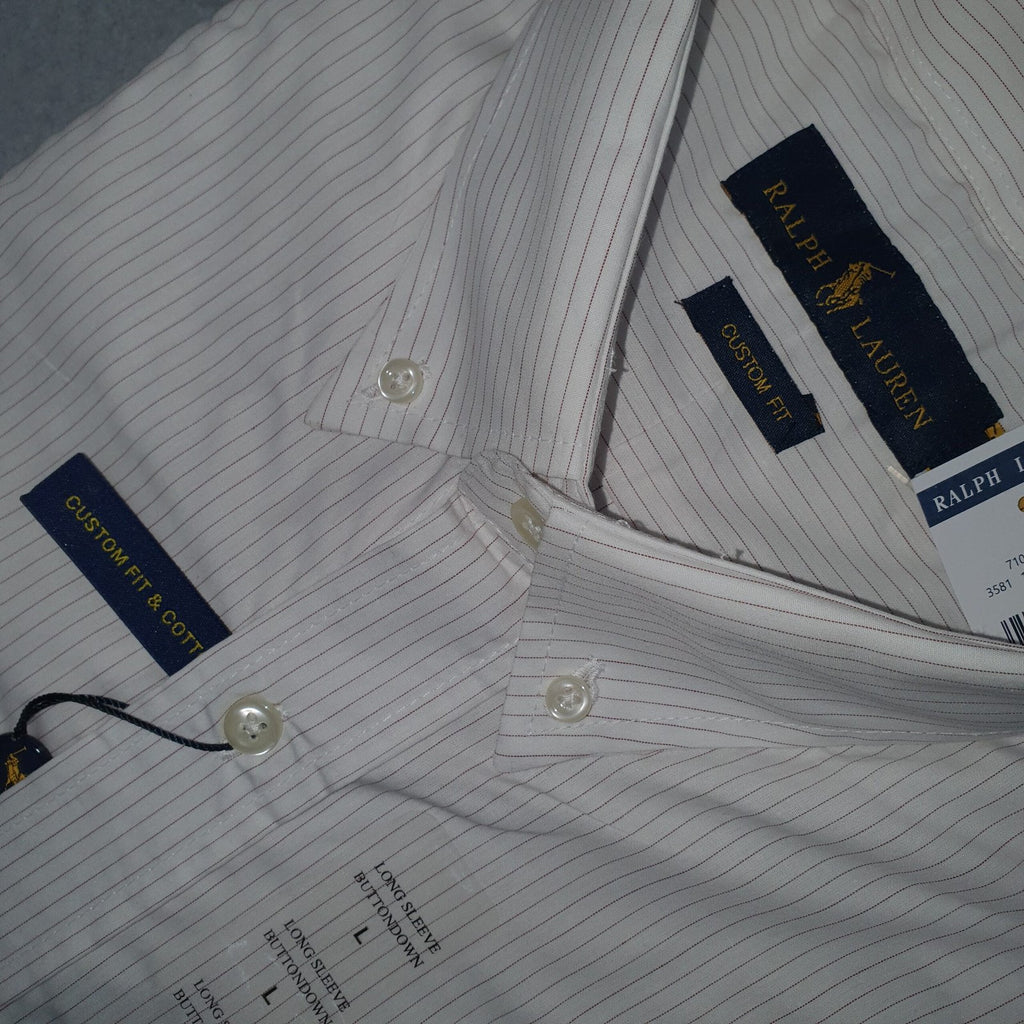 Camisa Ralph Lauren Masculina Creme Listras Executiva Pony Bordô