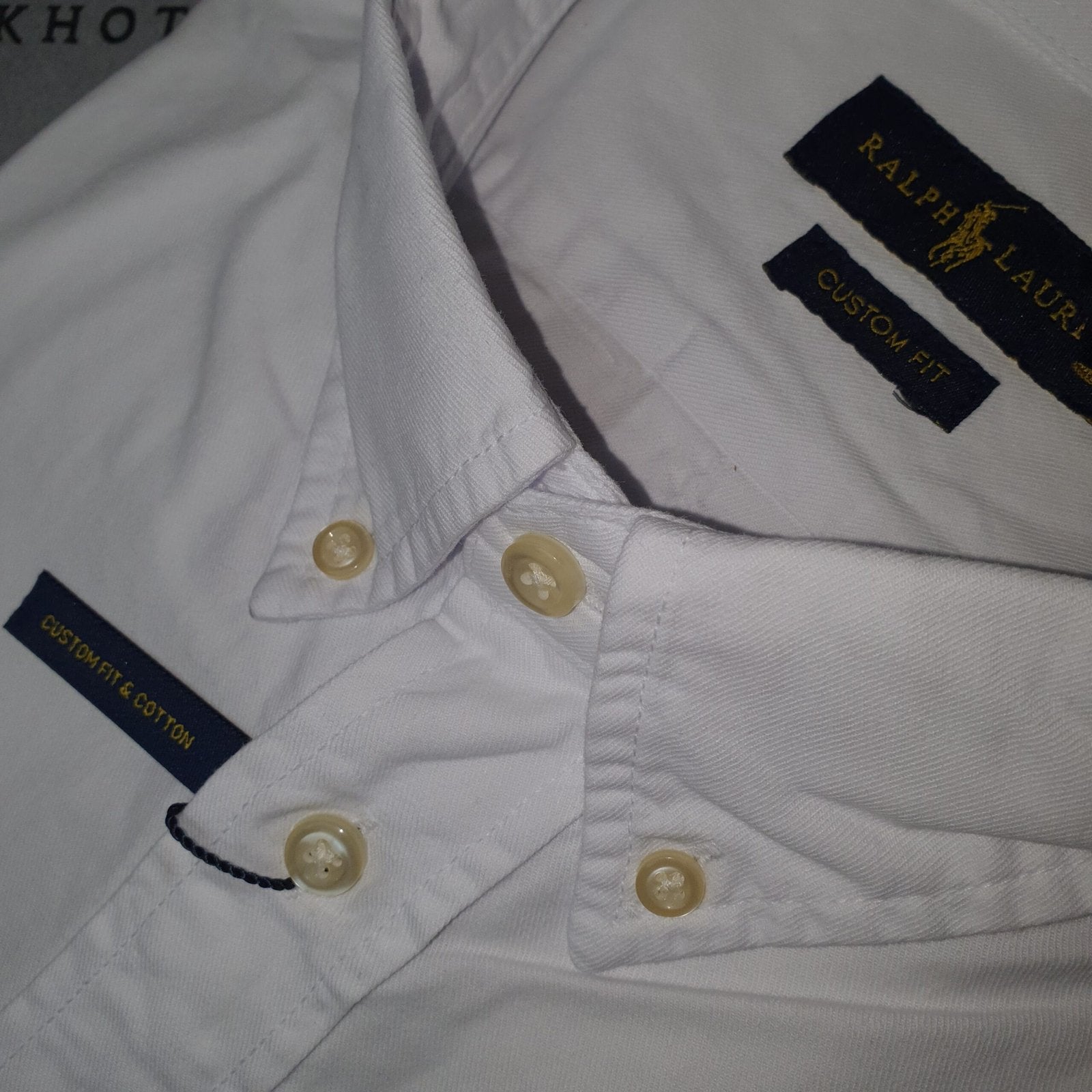 Camisa Ralph Lauren Masculina Oxford Manga Curta Branca Pony Marinho