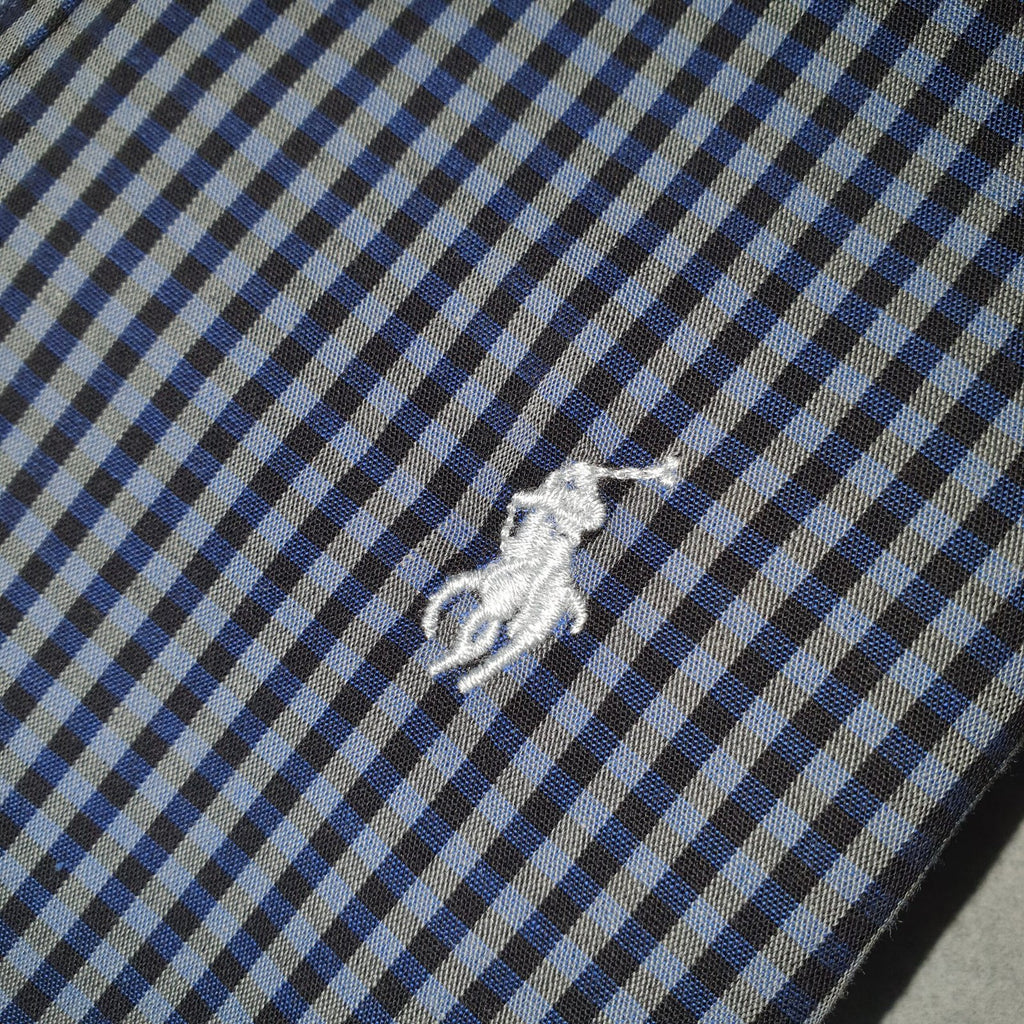 Camisa Ralph Lauren Masculina Cinzento Listras Pretas Pony Gelo