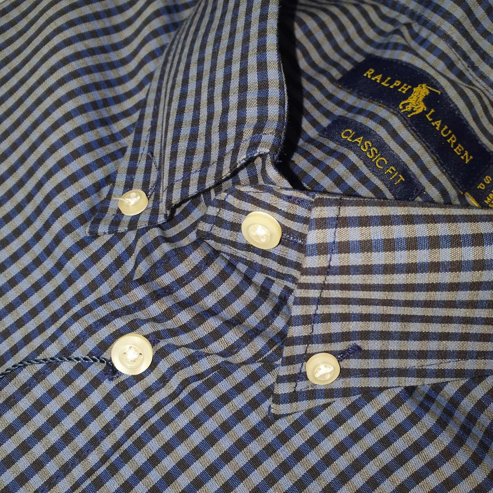 Camisa Ralph Lauren Masculina Cinzento Listras Pretas Pony Gelo