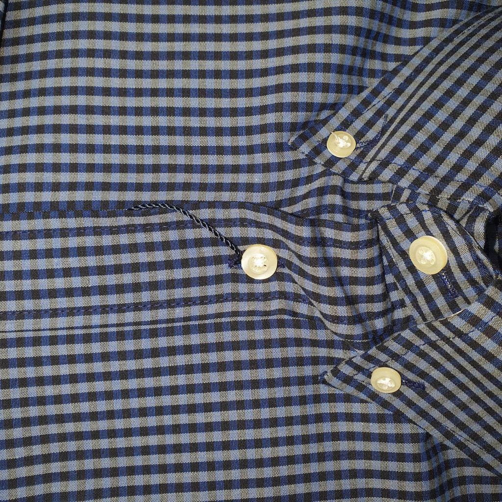 Camisa Ralph Lauren Masculina Cinzento Listras Pretas Pony Gelo