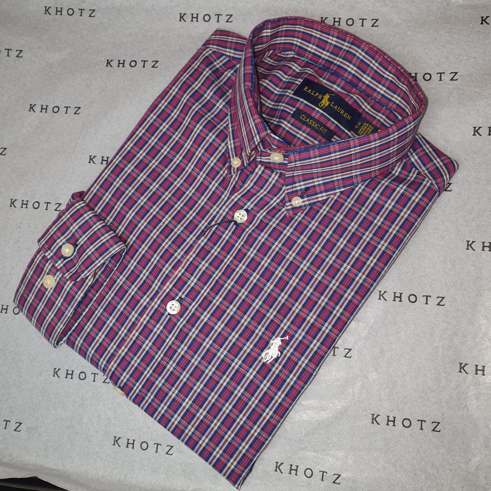 Camisa Ralph Lauren Masculina Xadrez Malbec Pony Branco