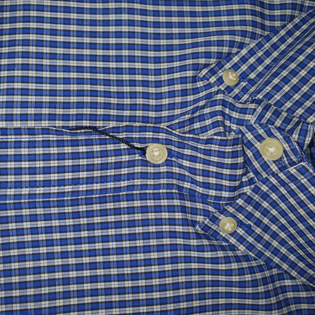 Camisa Ralph Lauren Masculina Xadrez Azul Pony Laranja