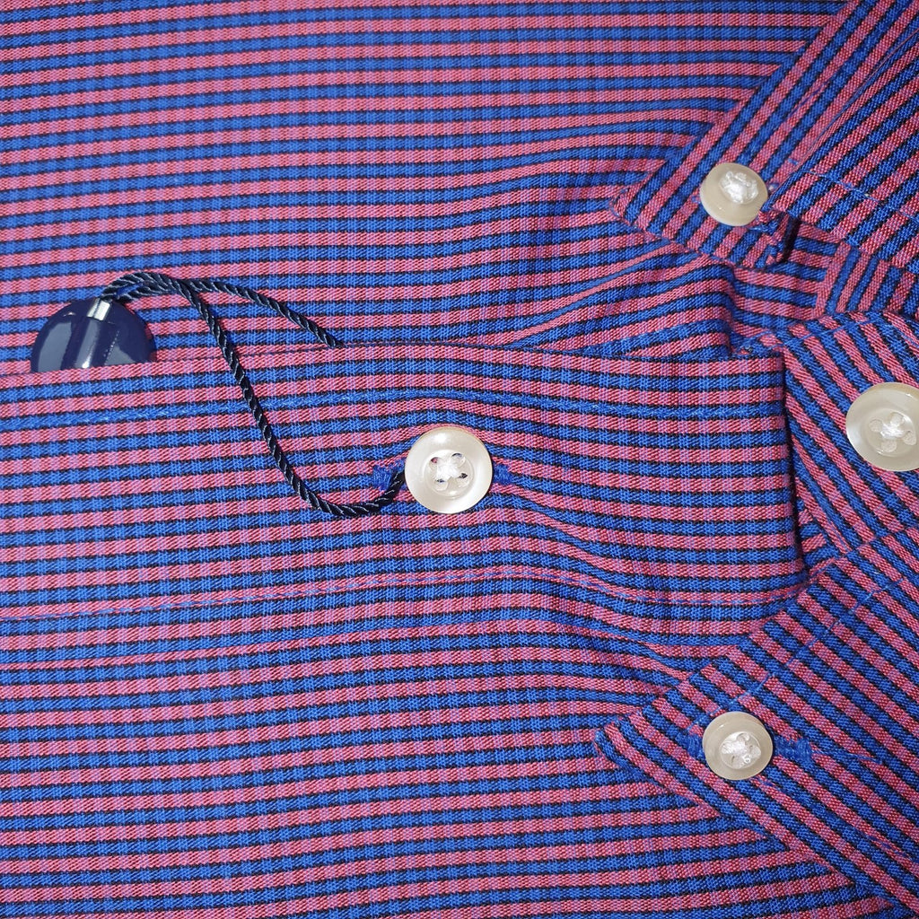 Camisa Ralph Lauren Masculina Roxa Mini Listras Azuis Pony Branco