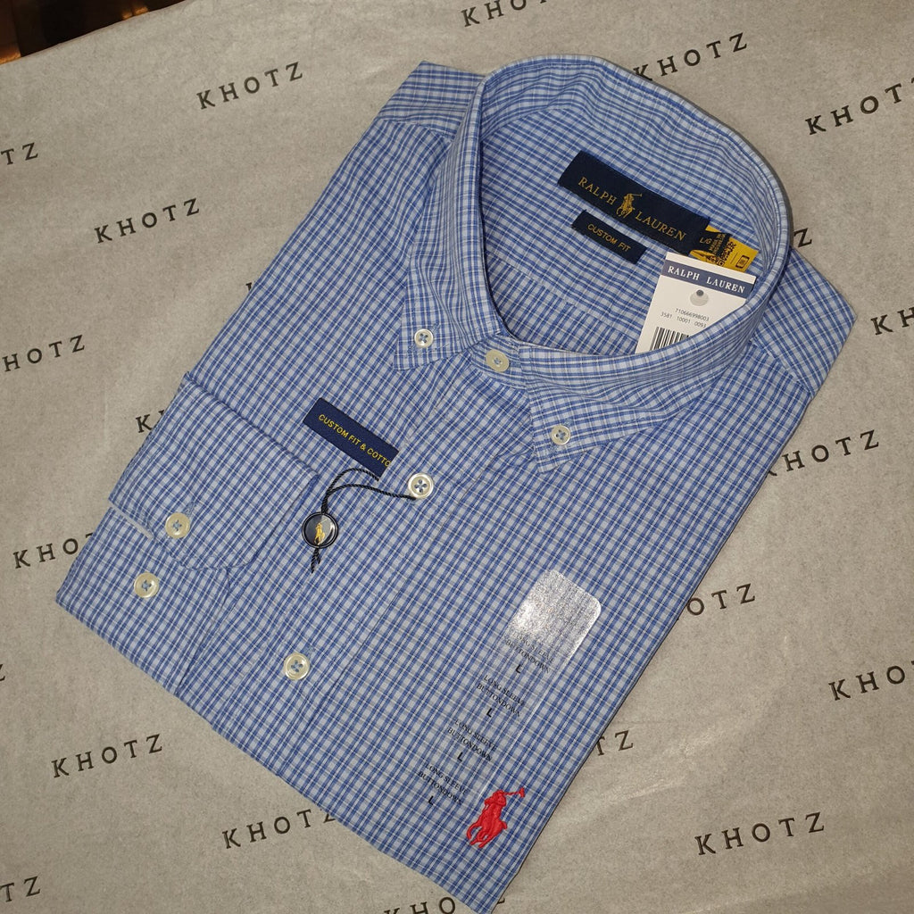 Camisa Ralph Lauren Masculina Azul Celeste Listras Executiva Pony Vermelho
