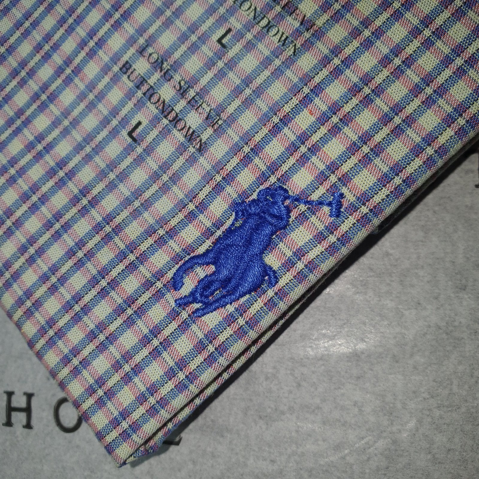 Camisa Ralph Lauren Masculina Cinzenta Listras Executiva Pony Azul