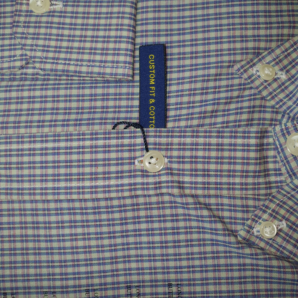 Camisa Ralph Lauren Masculina Cinzenta Listras Executiva Pony Azul