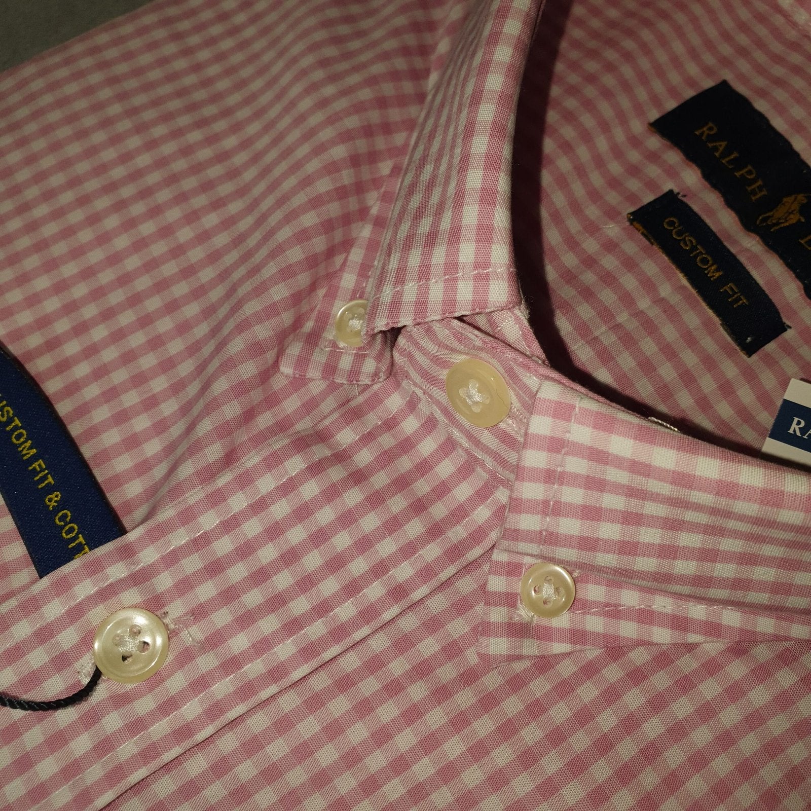 Camisa Ralph Lauren Masculina Micro Xadrez Rosa Pony Preto
