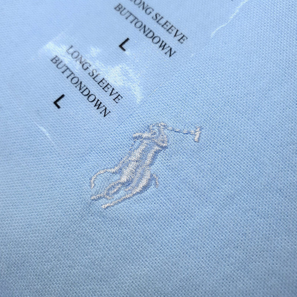 Camisa Ralph Lauren Masculina Oxford Tinturado Azul Bebê Pony Monocromático