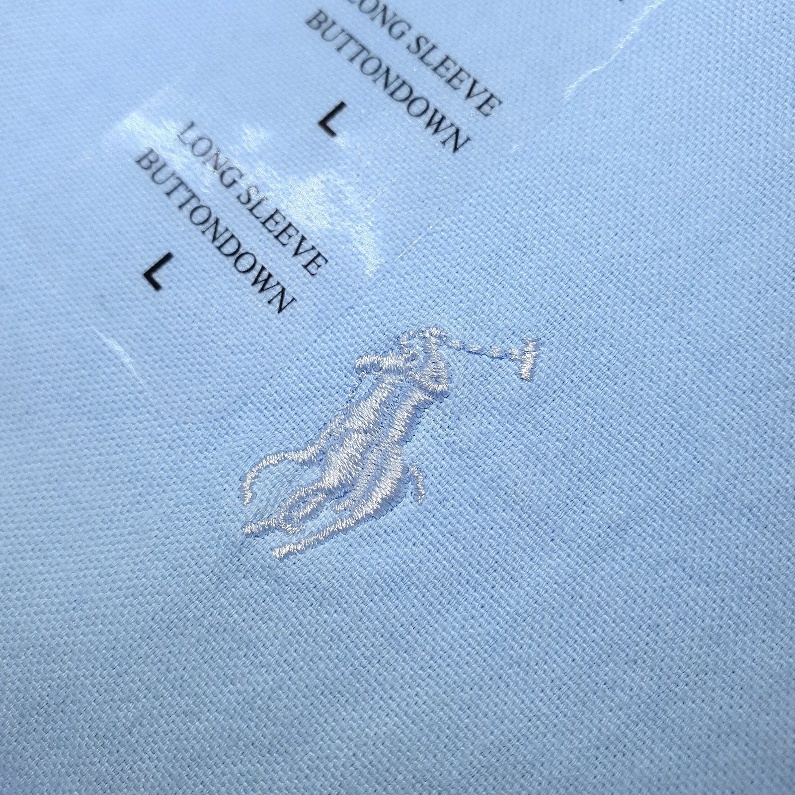 Camisa Ralph Lauren Masculina Oxford Tinturado Azul Bebê Pony Monocromático