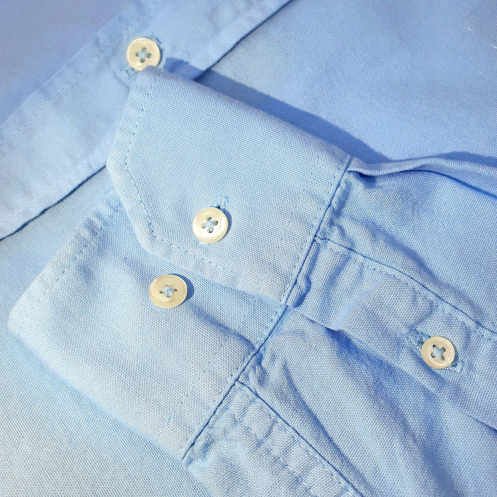 Camisa Ralph Lauren Masculina Oxford Tinturado Azul Bebê Pony Monocromático