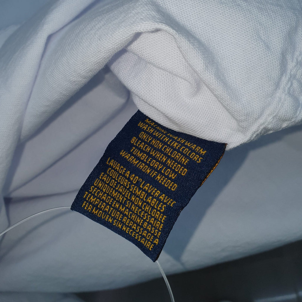 Camisa Ralph Lauren Masculina Oxford Tinturado Branca Pony Marinho