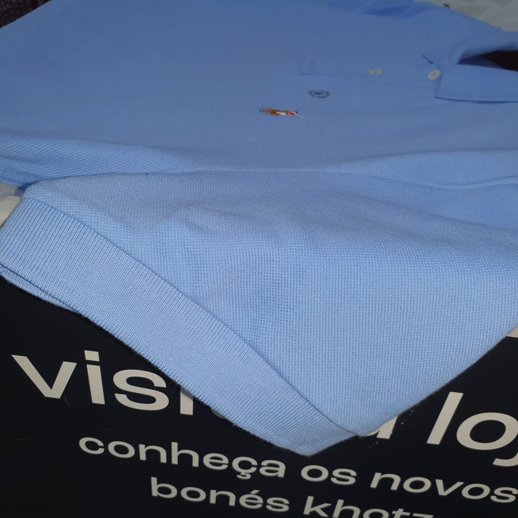 Polo Ralph Lauren Masculina Azul Celeste Pony Colorido