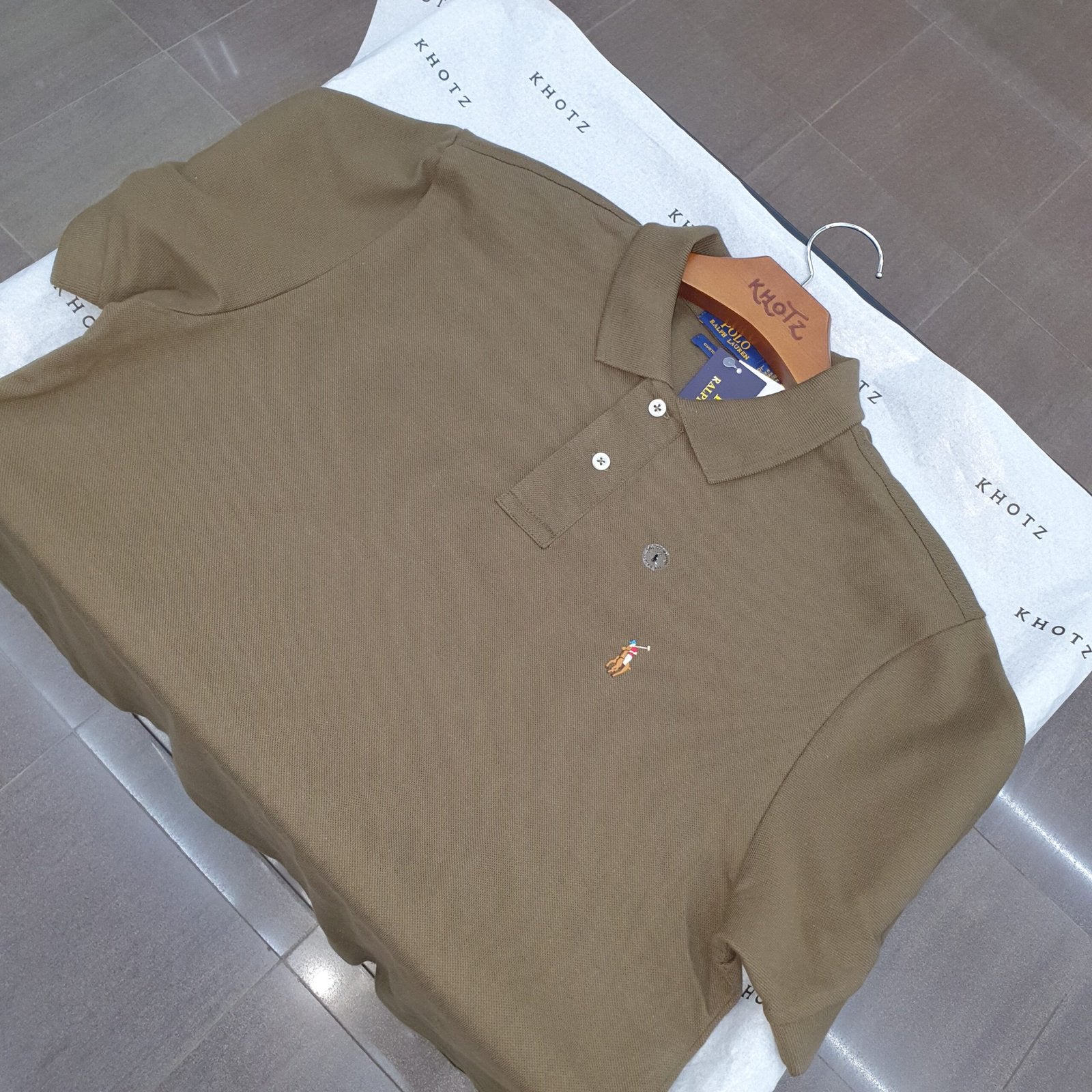 Polo Ralph Lauren Masculina Verde Exército Pony Colorido