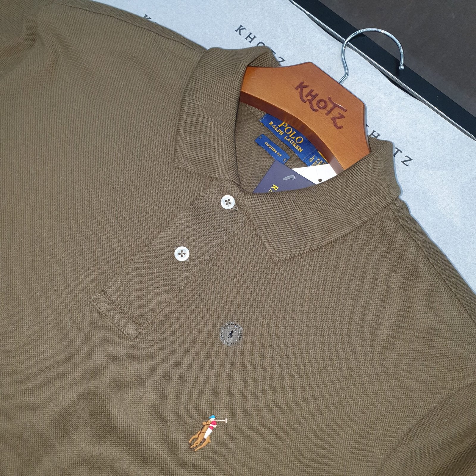 Polo Ralph Lauren Masculina Verde Exército Pony Colorido