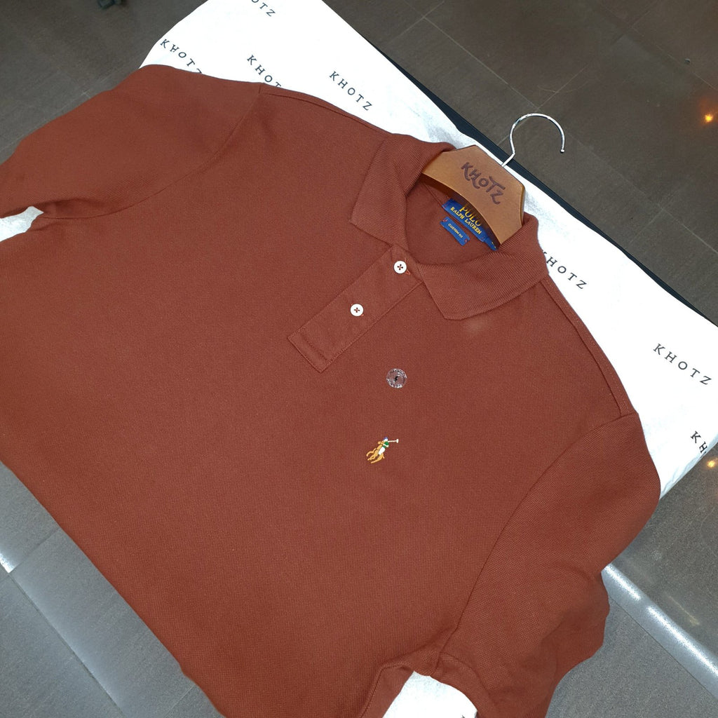 Polo Ralph Lauren Masculina Caramelo Escuro Pony Colorido