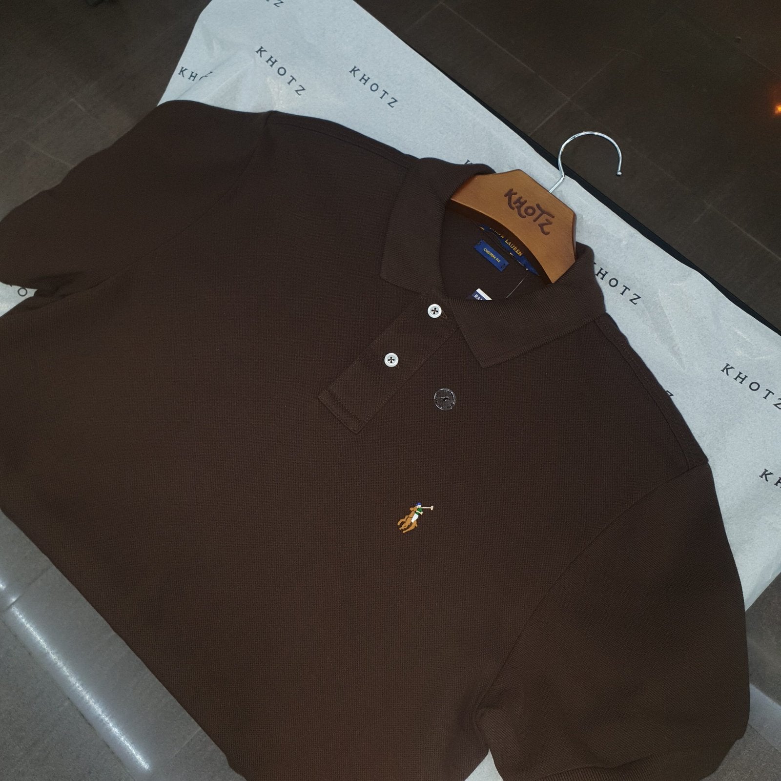 Polo Ralph Lauren Masculina Marrom Escuro Pony Colorido