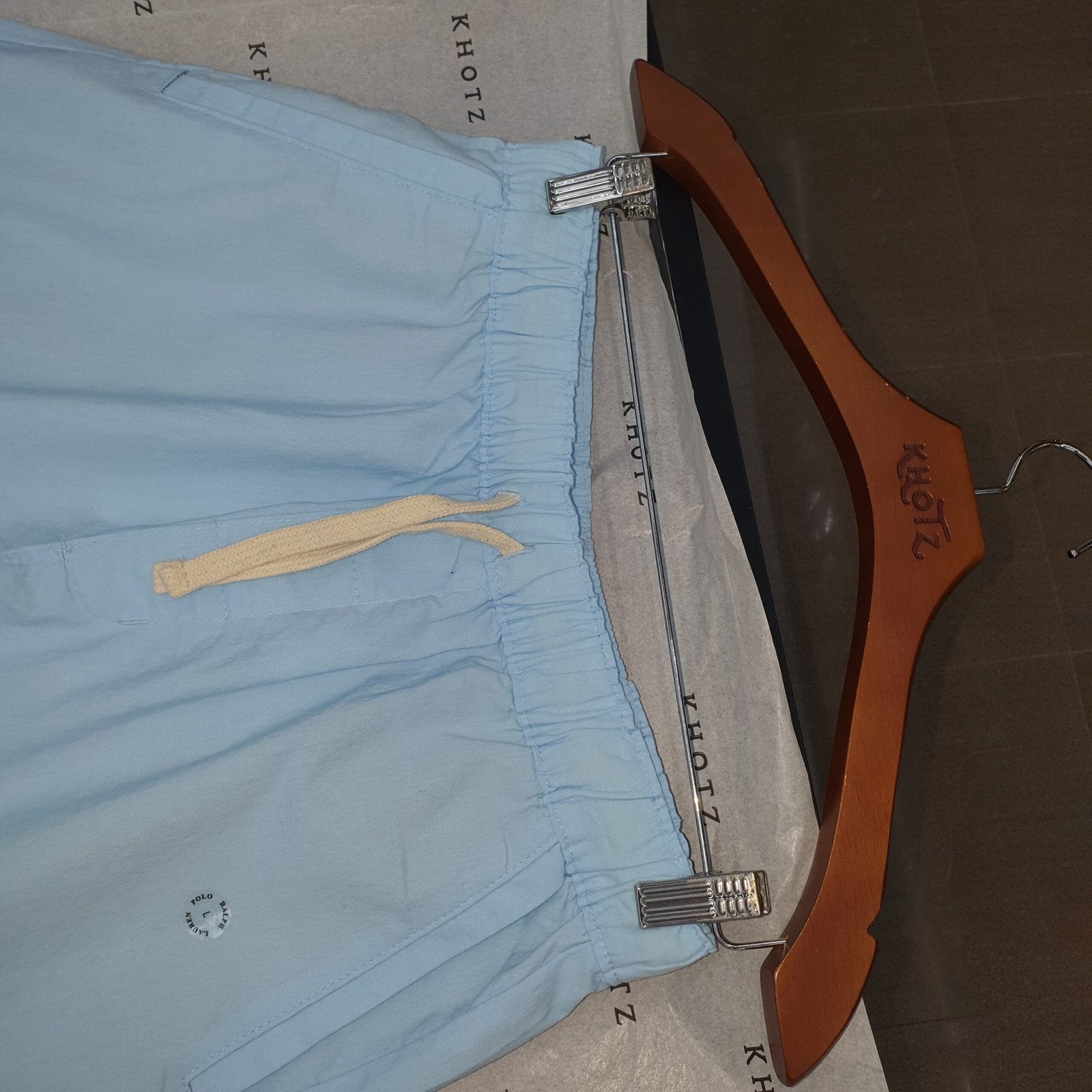 Bermuda Ralph Lauren Masculina Casual Puro Algodão cor Azul Bebê