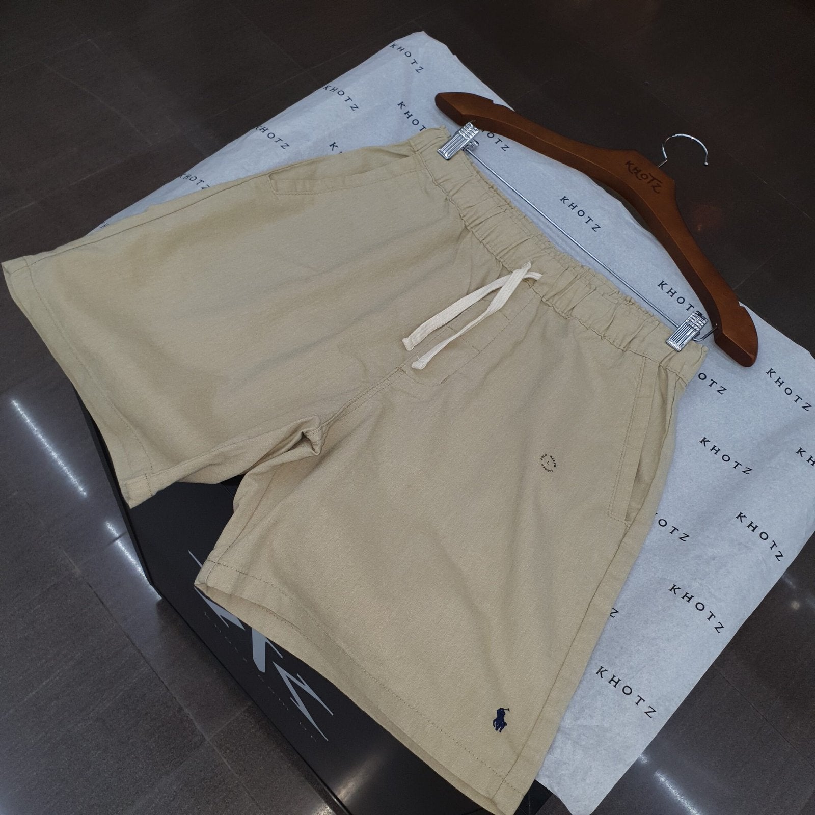 Bermuda Ralph Lauren Masculina Casual Puro Algodão cor Areia