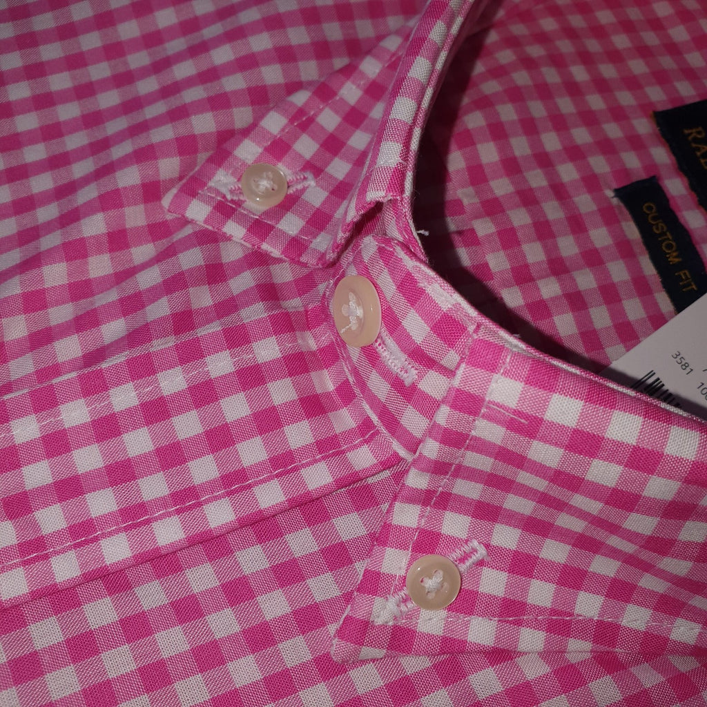 Camisa Ralph Lauren Masculina Xadrez Fucsia Pony Amarelo
