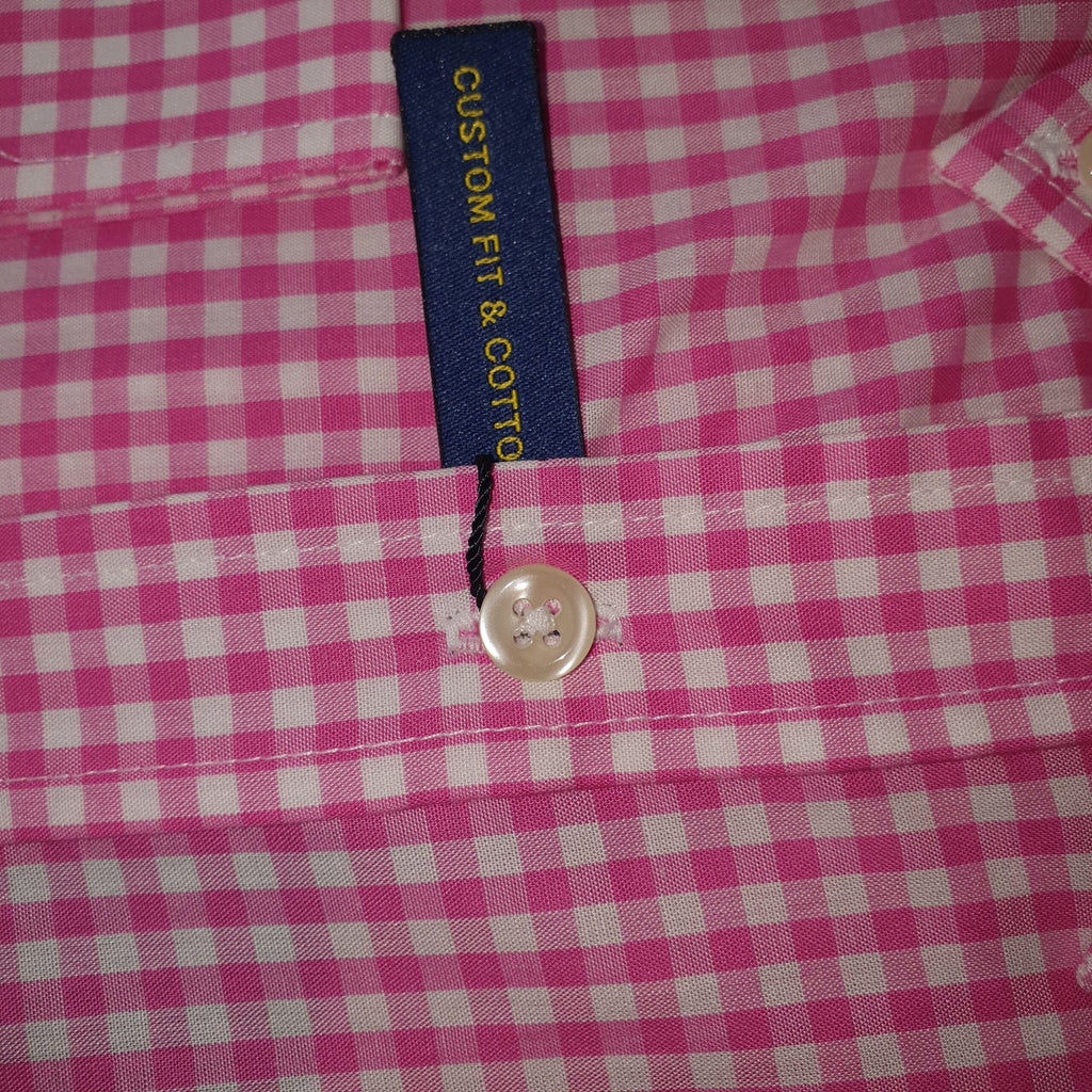 Camisa Ralph Lauren Masculina Xadrez Fucsia Pony Amarelo
