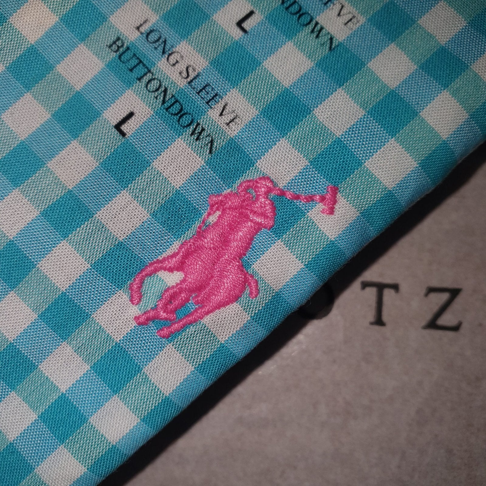 Camisa Ralph Lauren Masculina Xadrez Azul Esmeralda Pony Rosa
