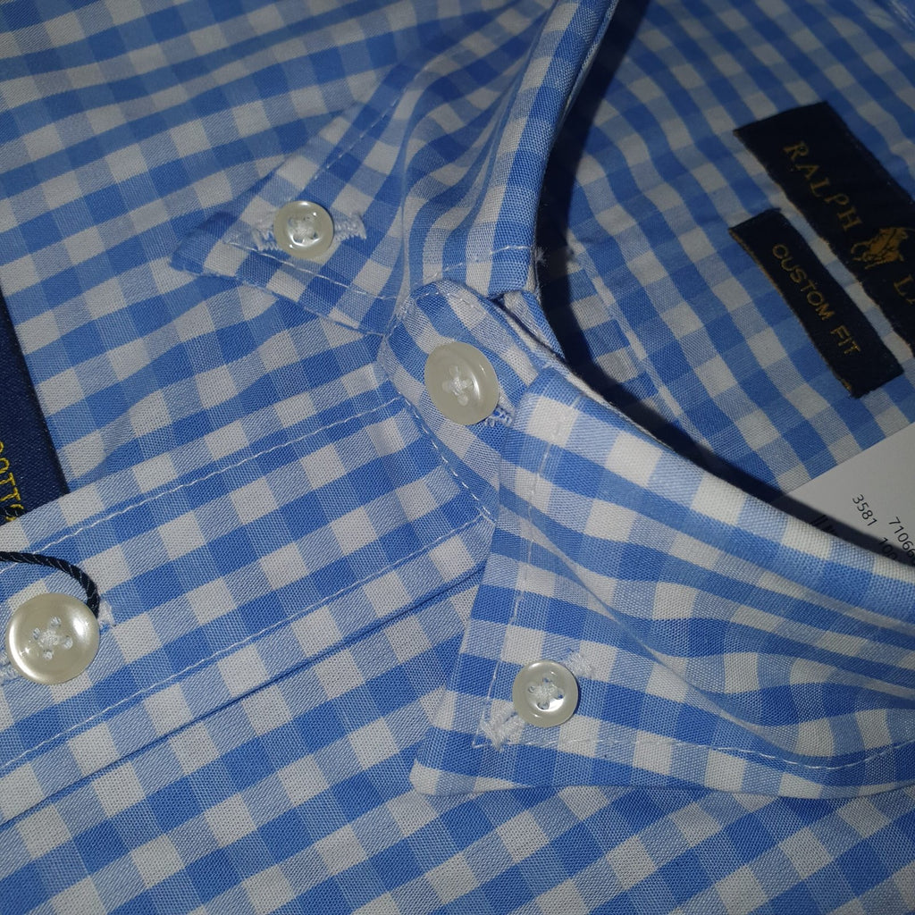 Camisa Ralph Lauren Masculina Xadrez Quadros Azul Pony Amarelo