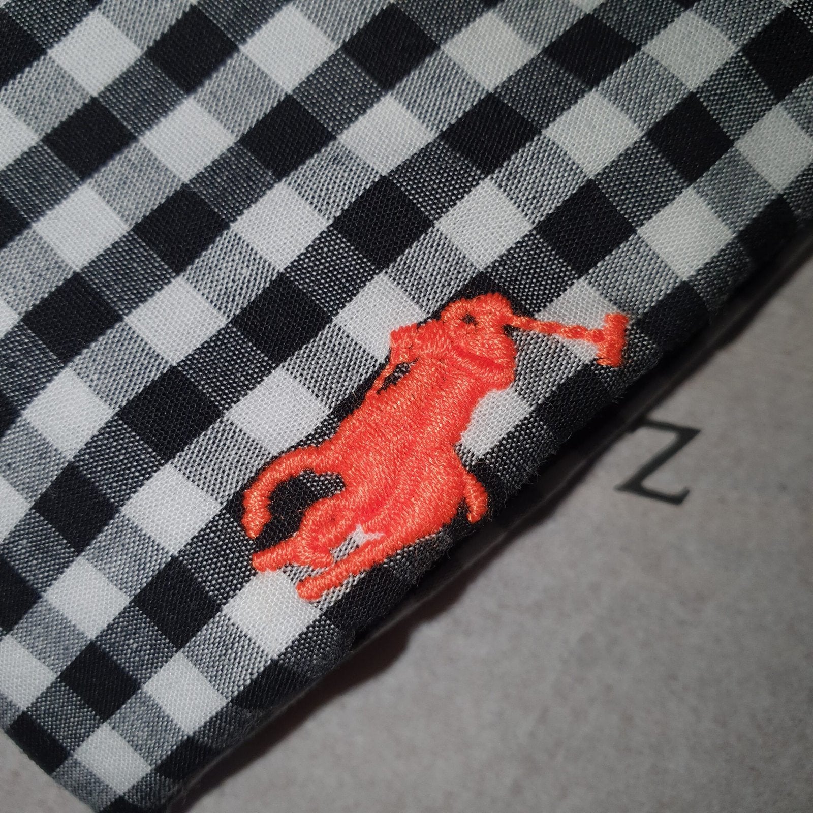 Camisa Ralph Lauren Masculina Xadrez Quadros Preto Pony Laranja
