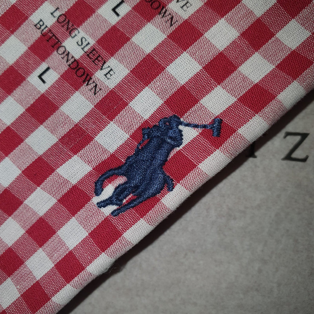 Camisa Ralph Lauren Masculina Xadrez Quadros Vermelho Pony Marinho