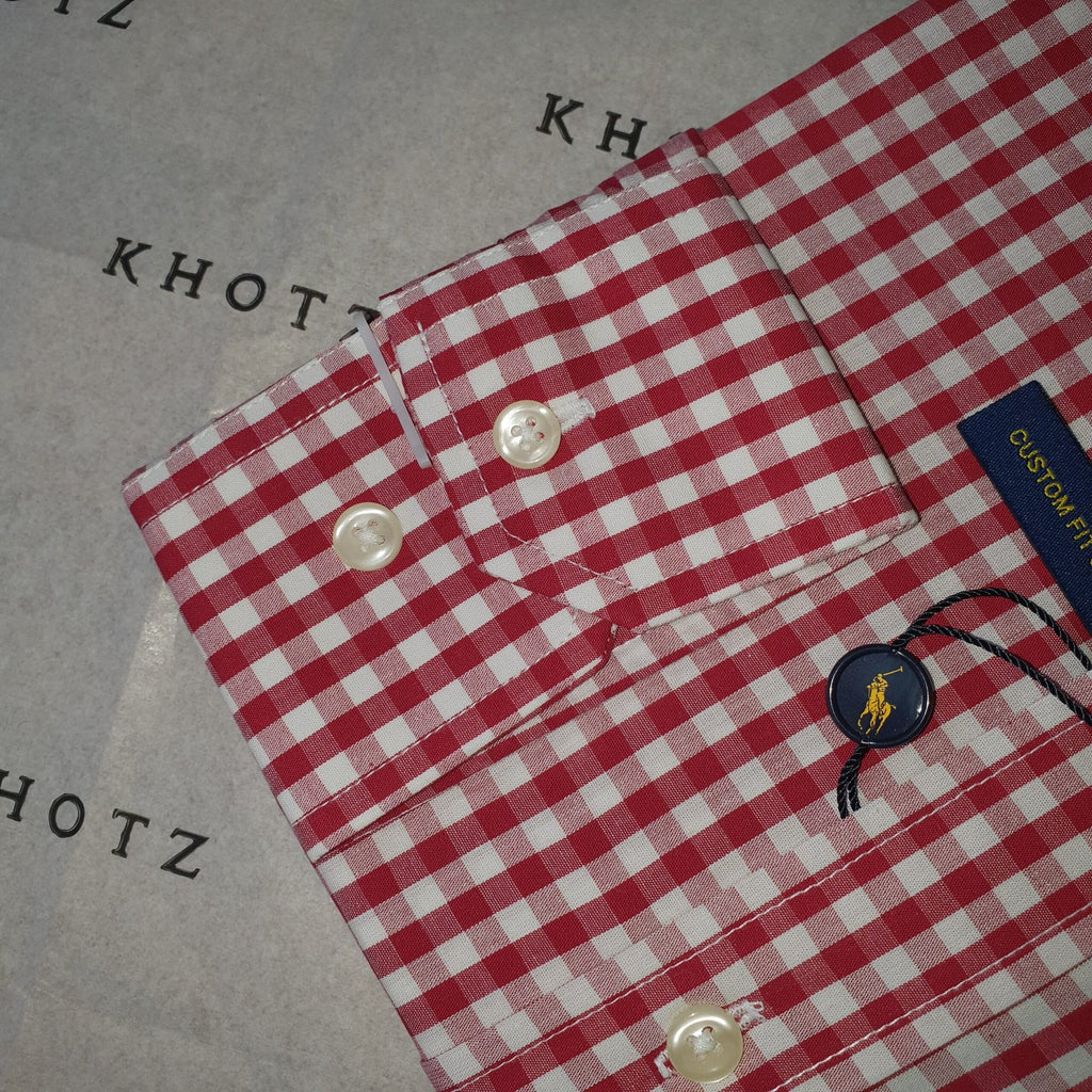 Camisa Ralph Lauren Masculina Xadrez Quadros Vermelho Pony Marinho