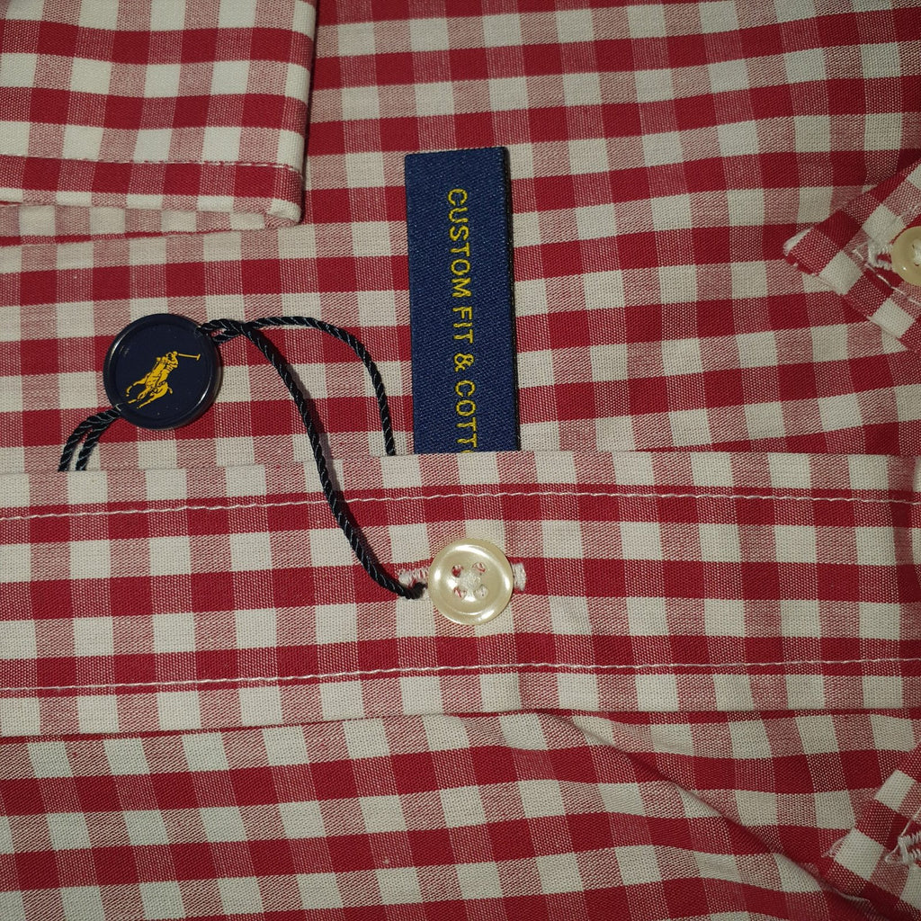 Camisa Ralph Lauren Masculina Xadrez Quadros Vermelho Pony Marinho