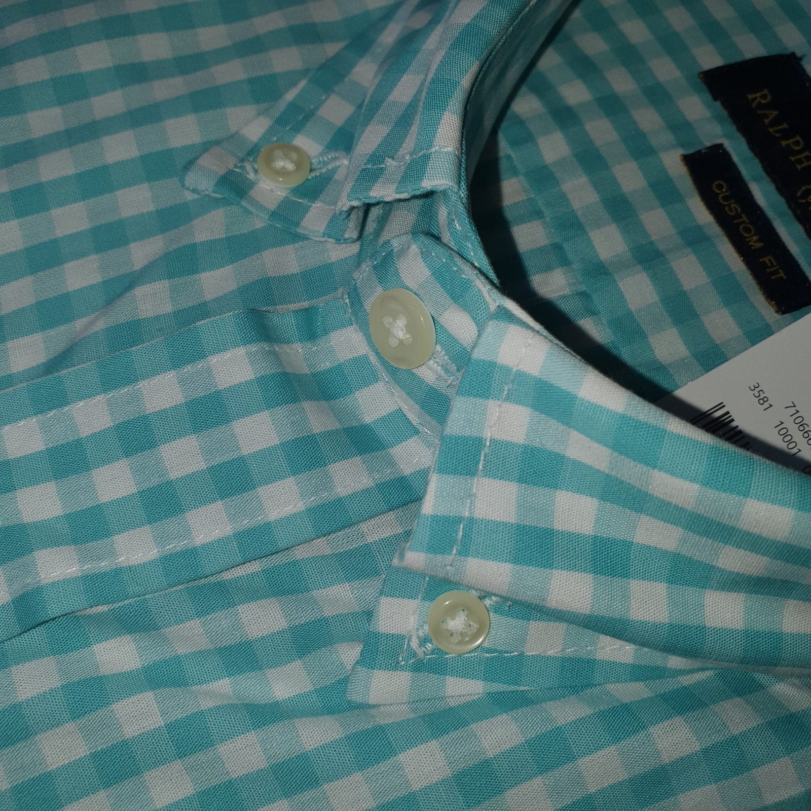 Camisa Ralph Lauren Masculina Xadrez Quadros Verde Água Pony Lilás