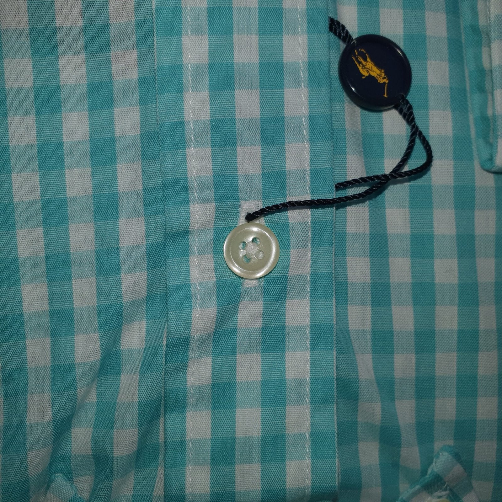 Camisa Ralph Lauren Masculina Xadrez Quadros Verde Água Pony Lilás