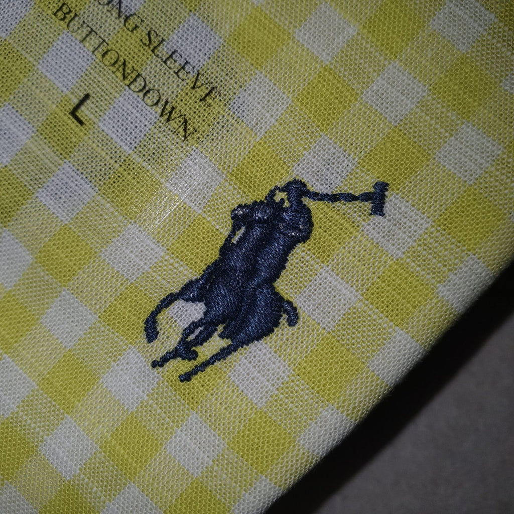Camisa Ralph Lauren Masculina Xadrez Viscolinho Amarelo Cítrico Pony Marinho