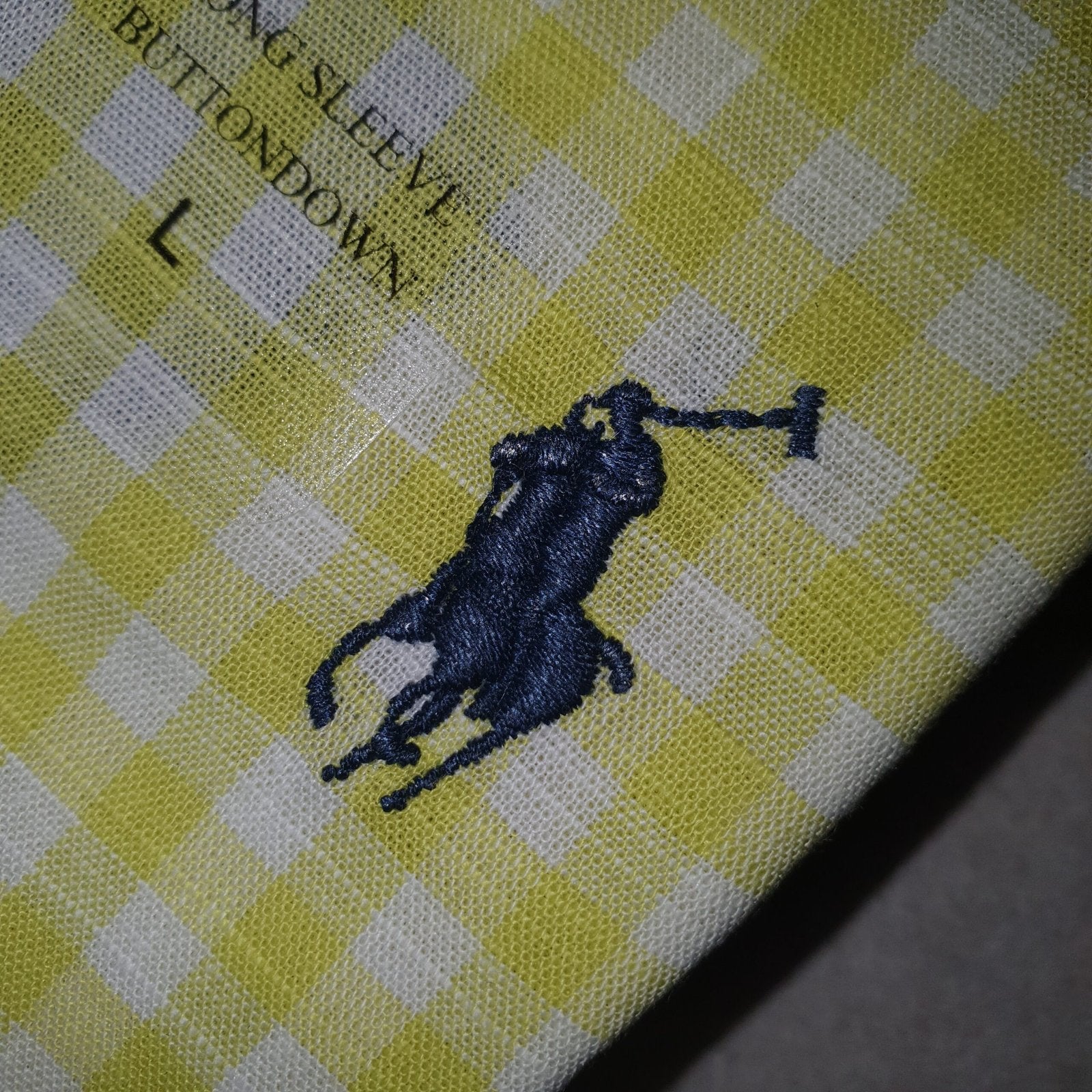 Camisa Ralph Lauren Masculina Xadrez Viscolinho Amarelo Cítrico Pony Marinho