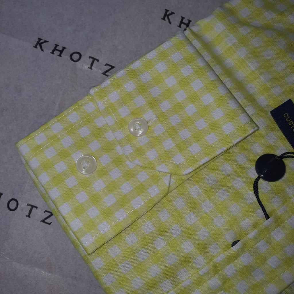 Camisa Ralph Lauren Masculina Xadrez Viscolinho Amarelo Cítrico Pony Marinho