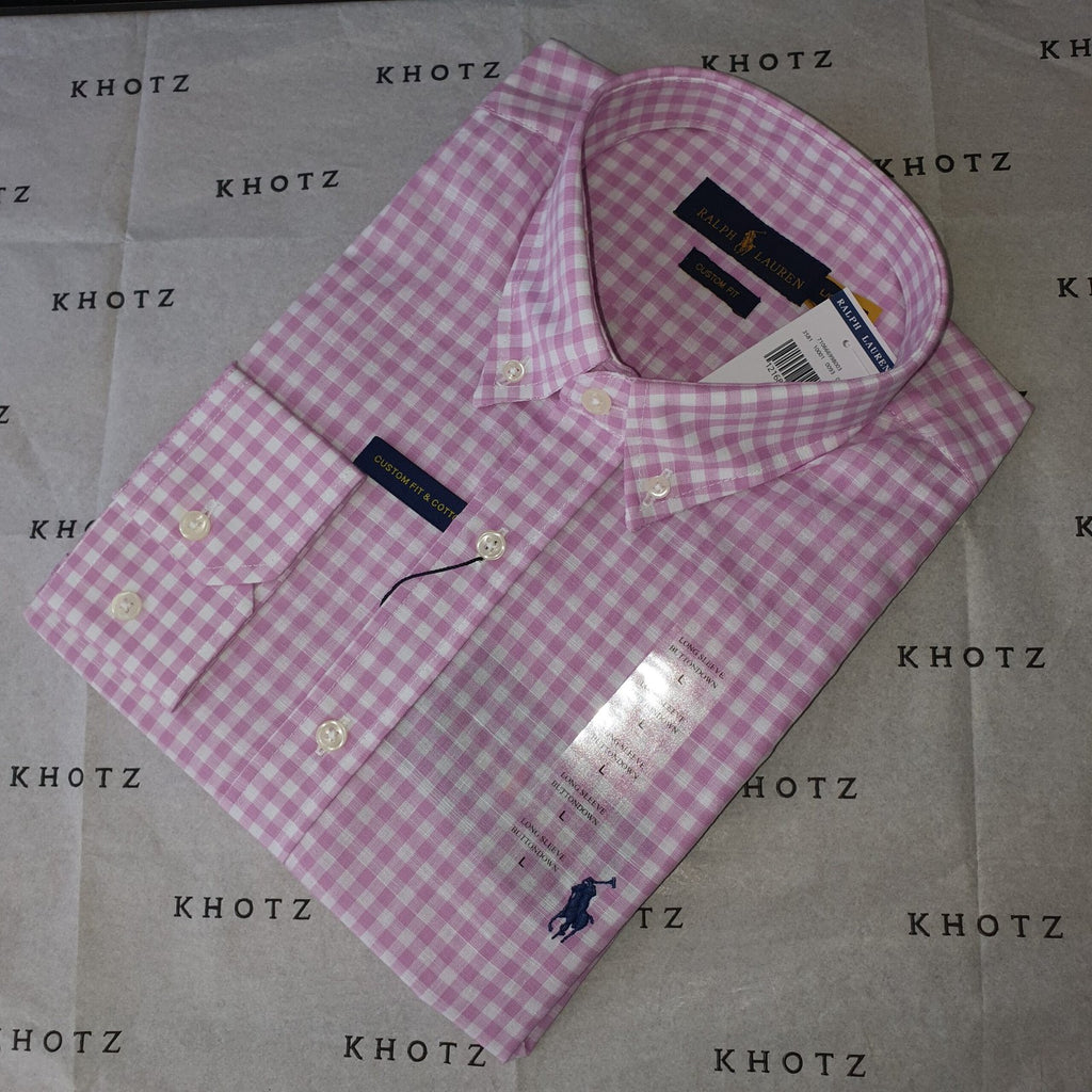 Camisa Ralph Lauren Masculina Xadrez Viscolinho Rosa Pony Marinho