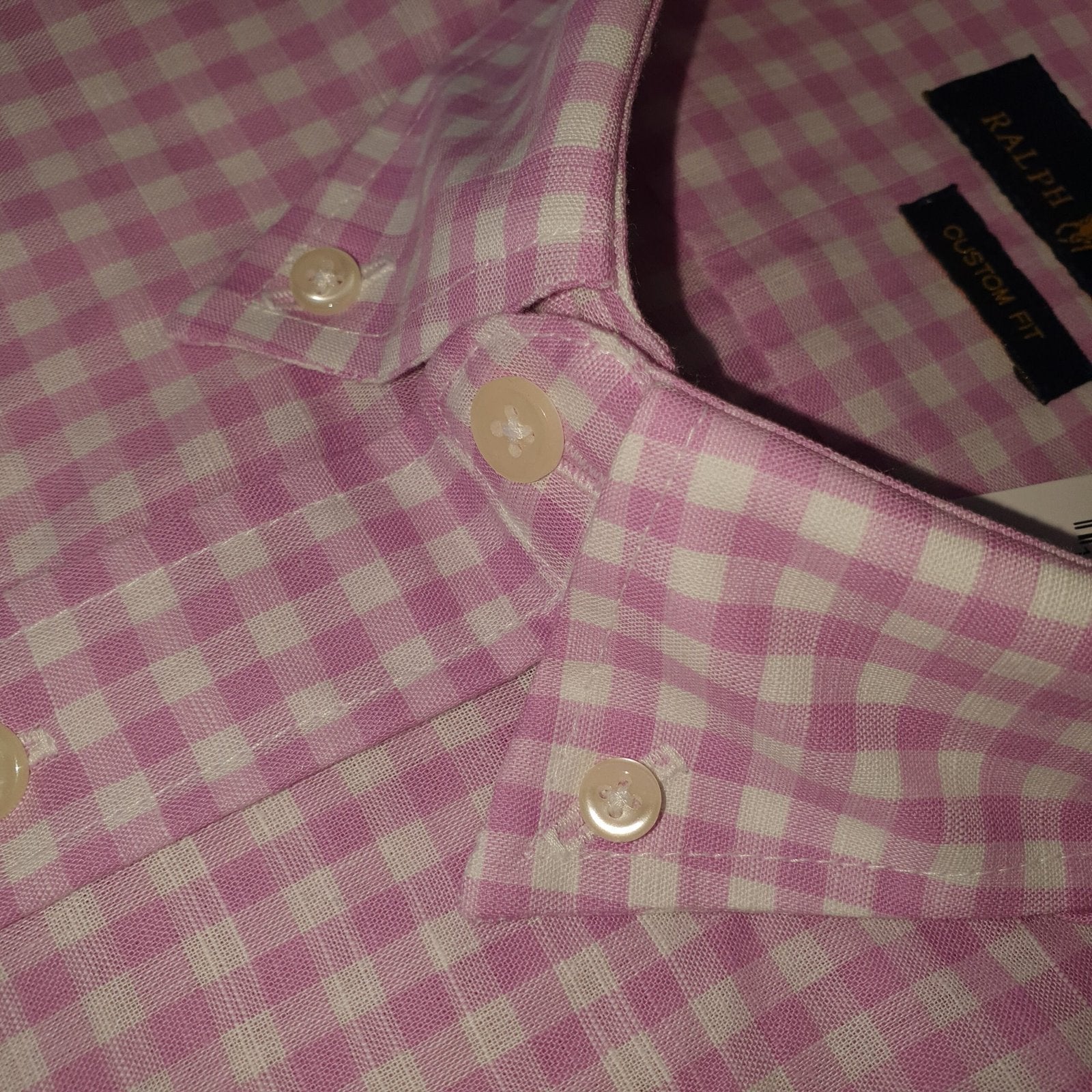 Camisa Ralph Lauren Masculina Xadrez Viscolinho Rosa Pony Marinho