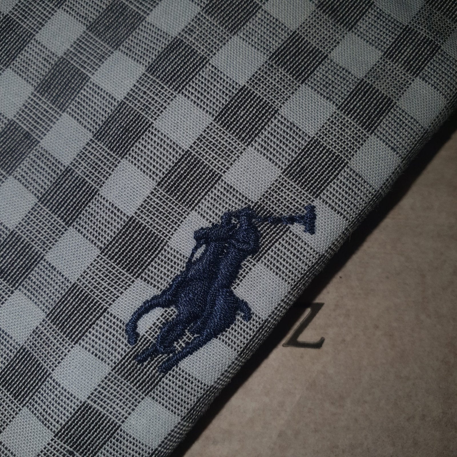 Camisa Ralph Lauren Masculina Xadrez Cinzento Pony Chumbo