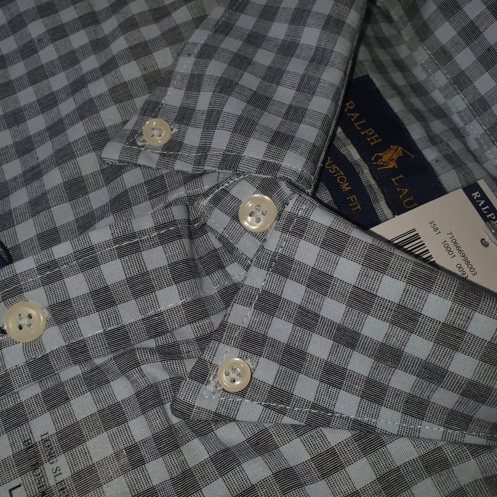 Camisa Ralph Lauren Masculina Xadrez Cinzento Pony Chumbo