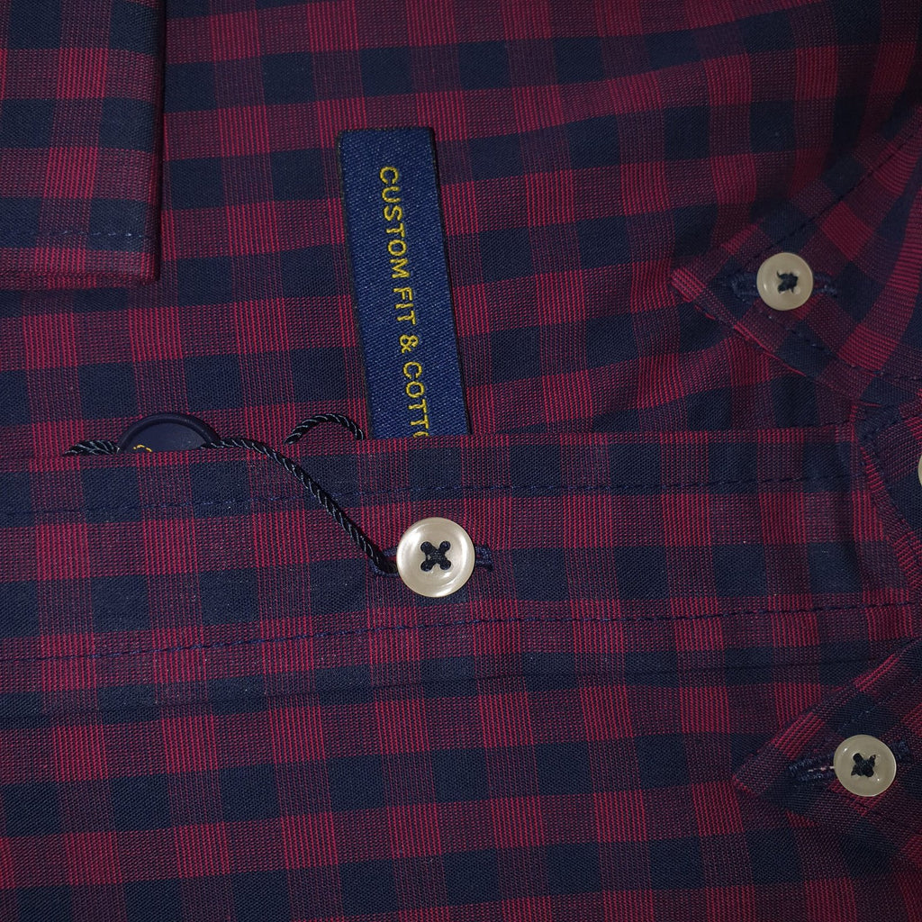 Camisa Ralph Lauren Masculina Xadrez Vinho Pony Azul