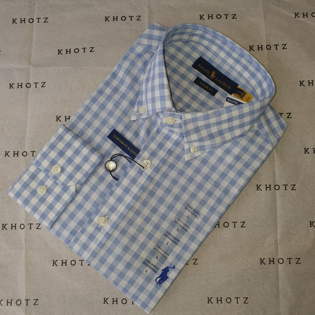 Camisa Ralph Lauren Masculina Xadrez Azul e Branco Pony Azul