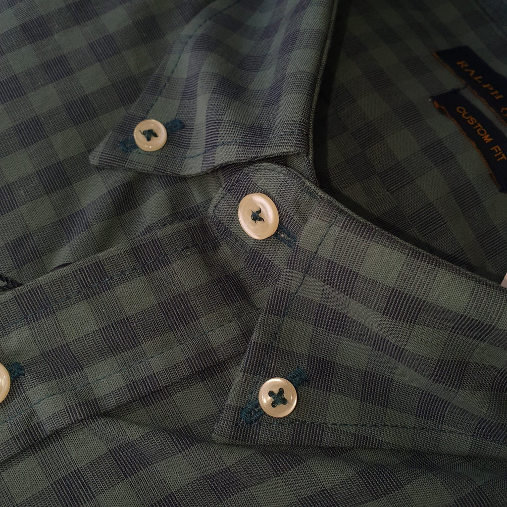 Camisa Ralph Lauren Masculina Xadrez Verde Pony Laranja
