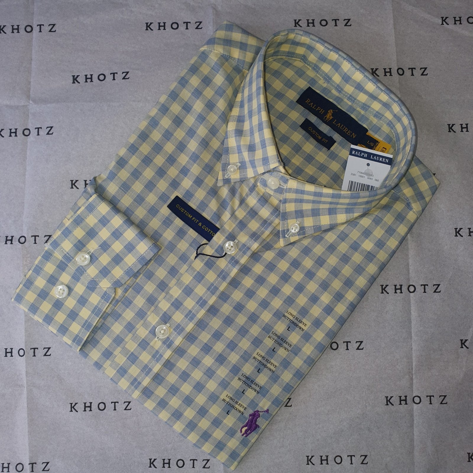 Camisa Ralph Lauren Masculina Xadrez Creme Pony Púrpura